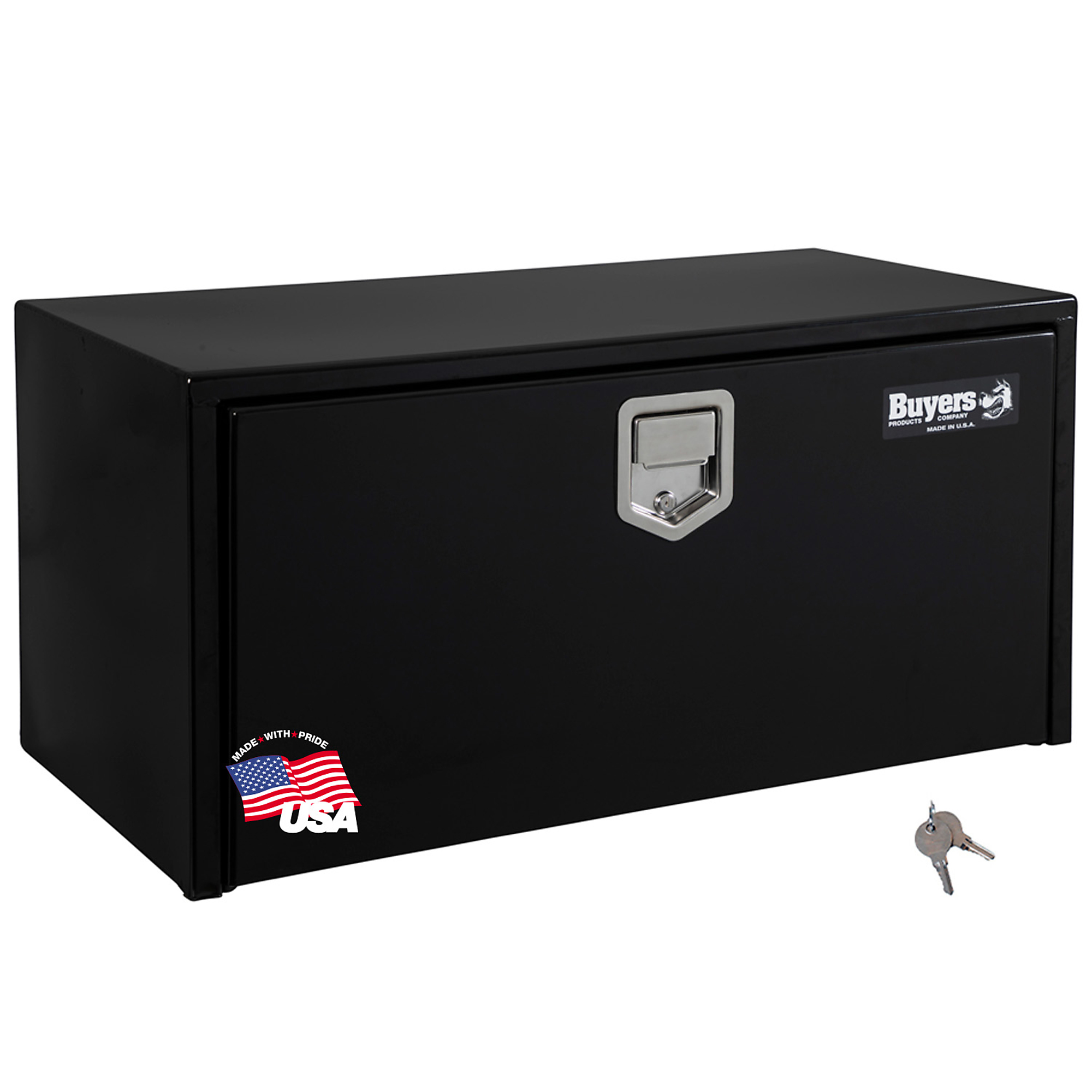 Buyers Products, 24x16x14in. Steel Underbody Truck Tool Job Storage Box, Width 24 in, Material Steel, Color Finish Glossy Black, Model# 1703100